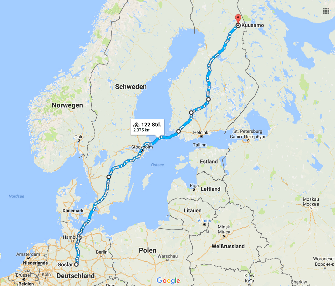 Goslar / Deutschland to Kuusamo / Finnland